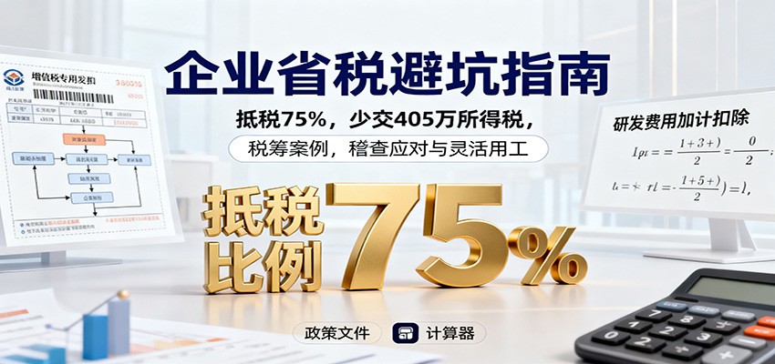 企业省税避坑指南：抵税75%，少交405万所得税，税筹案例，稽查应对与灵活用工-云极创投