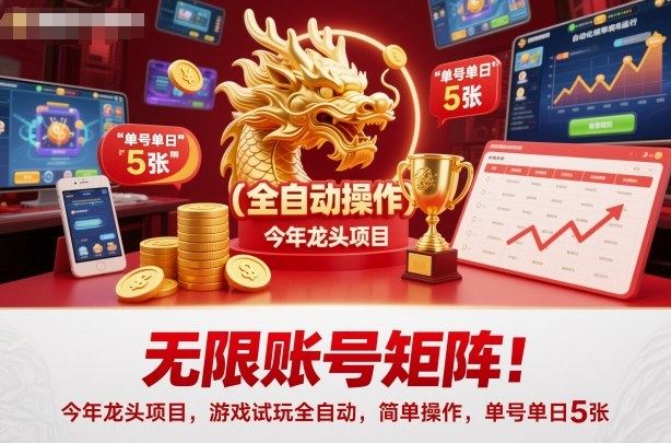无限账号矩阵！今年龙头项目，游戏试玩全自动，简单操作，单号单日5张【揭秘】-云极创投