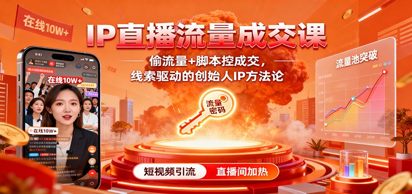 IP直播流量成交课:偷流量+脚本控成交,线索驱动的创始人IP方法论-云极创投