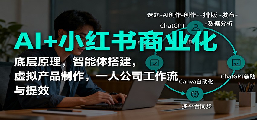 AI+小红书商业化,底层原理,智能体搭建,虚拟产品制作,一人公司工作流与提效-云极创投