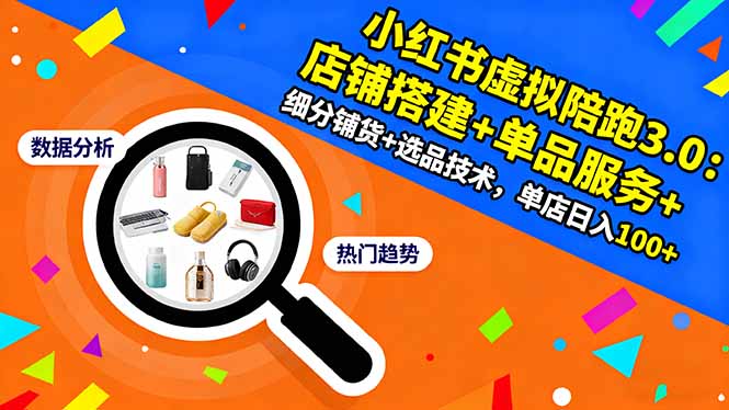 小红书虚拟陪跑3.0:店铺搭建+单品服务+细分铺货+选品技术,单店日入100+-云极创投