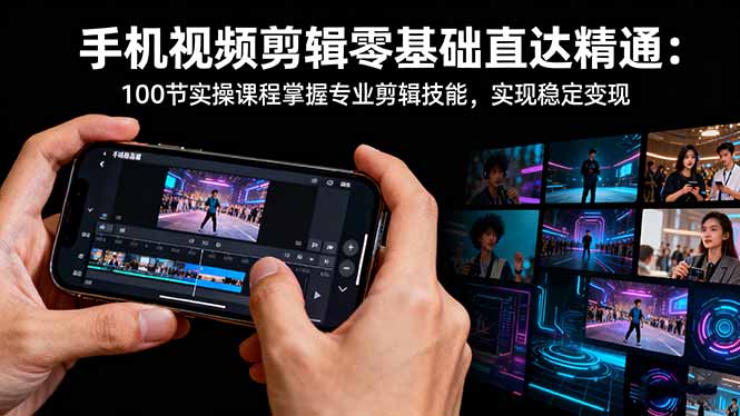 手机视频剪辑零基础直达精通:100节实操课程掌握专业剪辑技能,实现稳...-云极创投