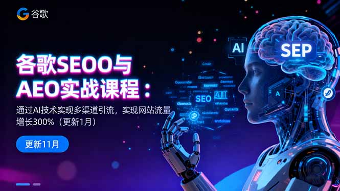 谷歌SEO与AEO实战课程:通过AI技术实现多渠道引流,实现网站流量增长300%-云极创投