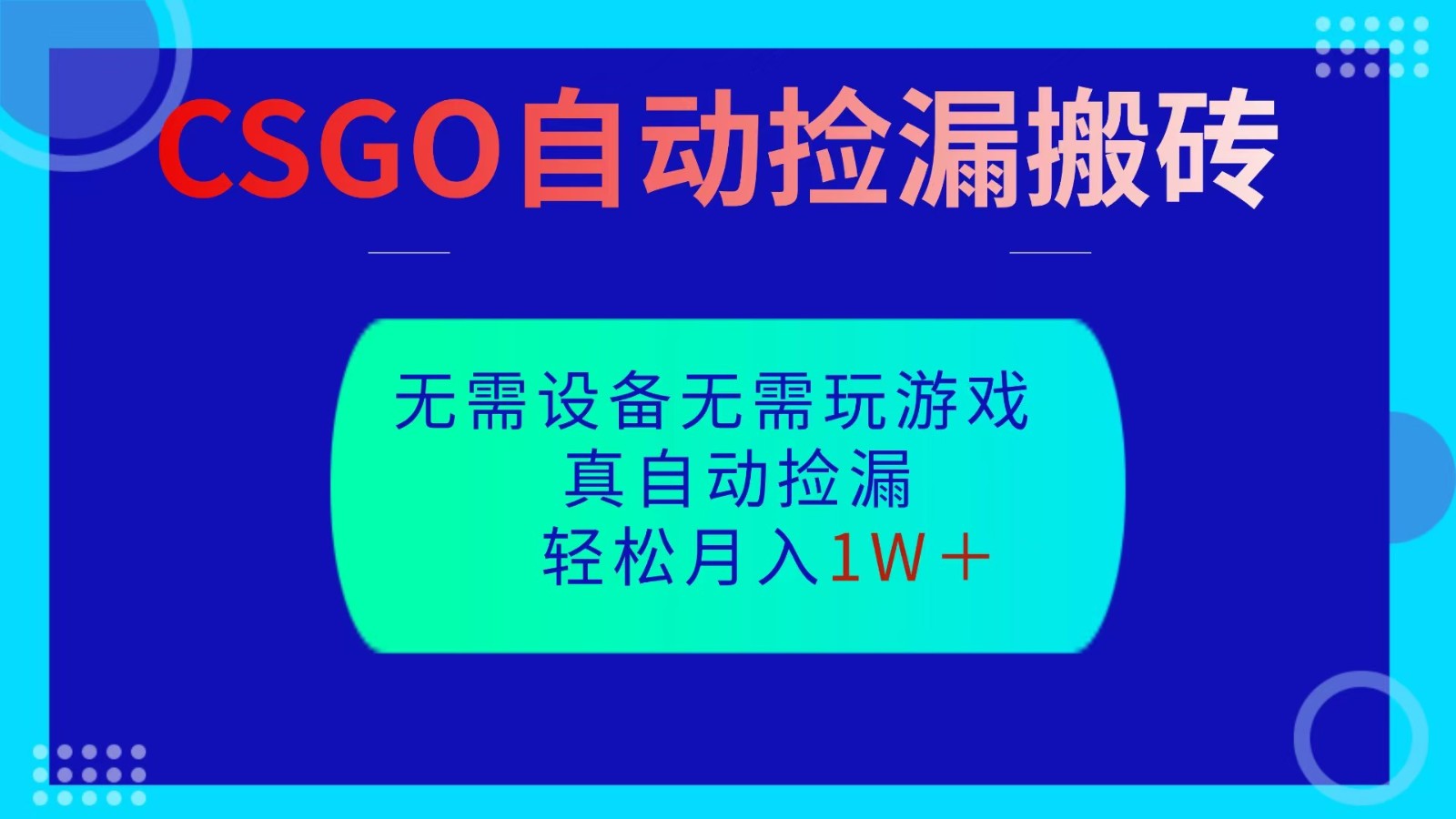 CSGO自动捡漏搬砖，当天操作当天见结果，无需了解游戏，包教包会包落地-云极创投