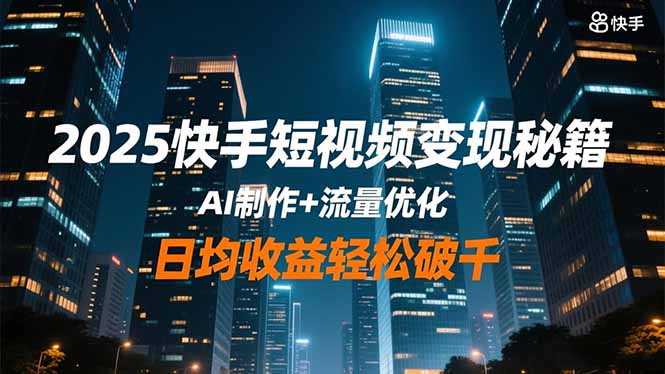 2025快手短视频变现秘籍,AI制作+流量优化,日均收益轻松破千-云极创投