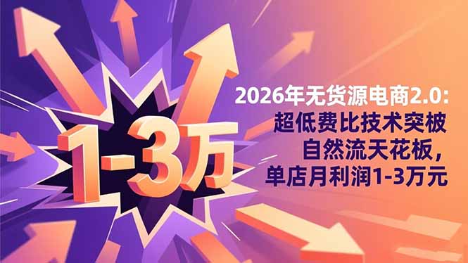2026年无货源电商2.0:超低费比技术突破自然流天花板,单店月利润1-3万元-云极创投