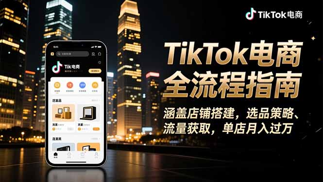 TikTok电商全流程指南,涵盖店铺搭建、选品策略、流量获取,单店月入过万-云极创投