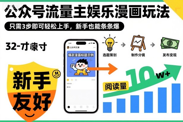 公众号流量主娱乐漫画玩法,只需3步即可轻松上手,新手也能条条爆-云极创投